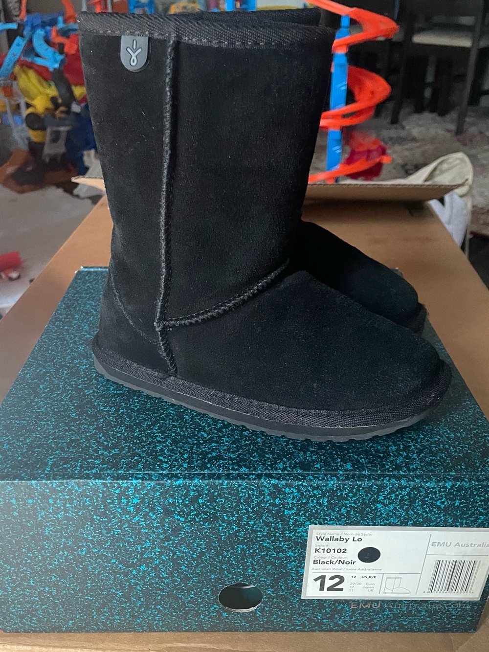 Emu Kids Black Suede Tall Winter Boots